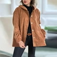thumbnail image 1 of Cyber*Monday on Sale ChaoHeng Women Outerwear Winter Women's Corduroy Hooded Jacket,Fashion Relaxed Long Sleeve Coat, 1 of 7