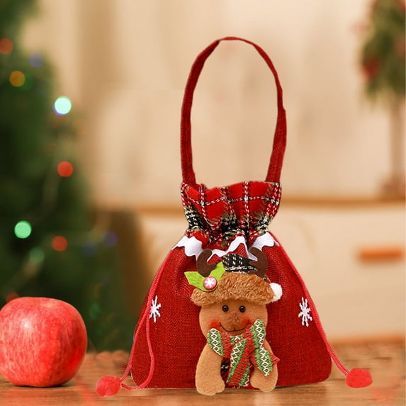 Iumwxz Up to 50% off Christmas Decoration Supplies Linen Apples Bags Candy Bags Cartoons Pattern Gift Bags Christmas Bags Small Storage Bags home decor christmas clearance outdoors indoor