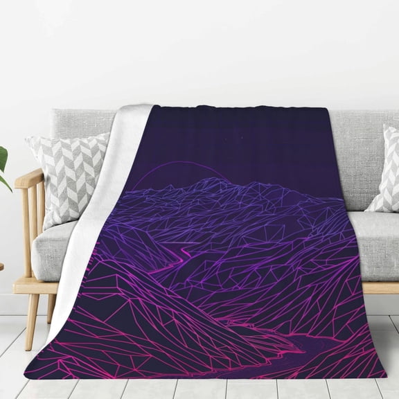 Cyber Neon Mountains (11) Throw Blanket for Stylish Warm Winter Cabin Ultra-Soft Micro Fleece Blanket, Premium Microfiber, Silky Soft, Plush, Warm and Lightweight for Couch, Sofa, Bed - 40"X30"