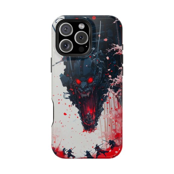 Cyber Oni Demon Artwork Phone Case Futuristic Samurai Style for iPhone 17 16 15 14 13 12 11 Pro Max