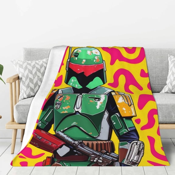 Cyber Robot Throw Blanket for Stylish Warm Winter Cabin Ultra-Soft Micro Fleece Blanket, Premium Microfiber, Silky Soft, Plush, Warm and Lightweight for Couch, Sofa, Bed - 50"X40"