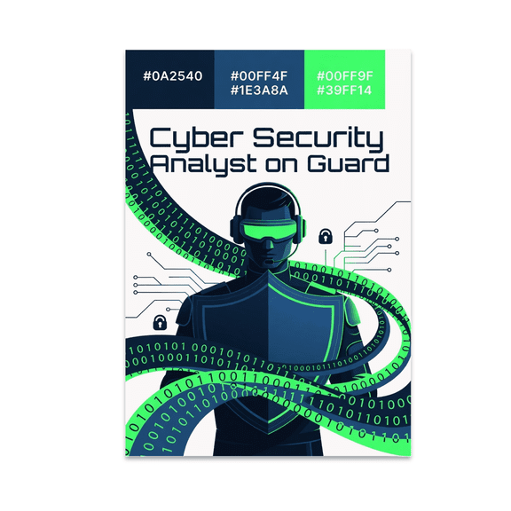 Cyber Security Analyst On Guard Art - Tech Enthusiast - 13x19 Poster Print