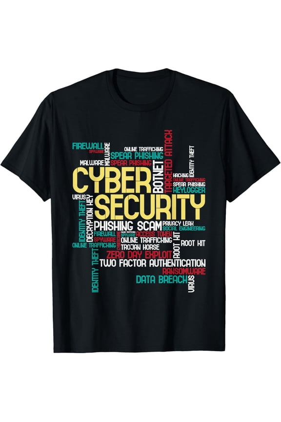 Cyber Security IT Professional Word Cloud Graphic Tee - Funny Programmer Hacker Technology T-Shirt for Men Women - Information Security Specialist Apparel