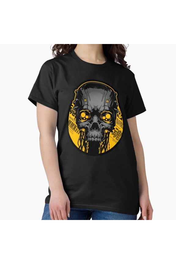 Cyber Skeleton Head Sci-Fi Goth Aesthetic H38673 T-Shirt, for Men and Women, Up to Size 5XL