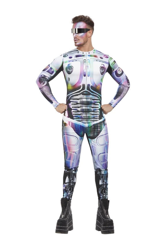 Mens Metallic Cyber Alien Costume