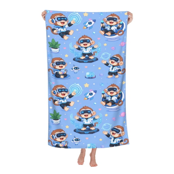 Cyber Space Vr Monkey Soft Bath Towels Absorbent Bathroom Towel for Beach Hotel Gym Spa Shower