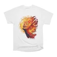Cyber Sun Red Laughing Fire Muse Flowing Flame Hair Portrait Art T ...