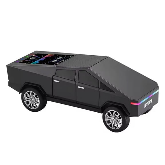 Cyber Truck Black Wireless Portable Speaker with Display Connects with All Phones and Audio Devices, FM Radio and USB Support