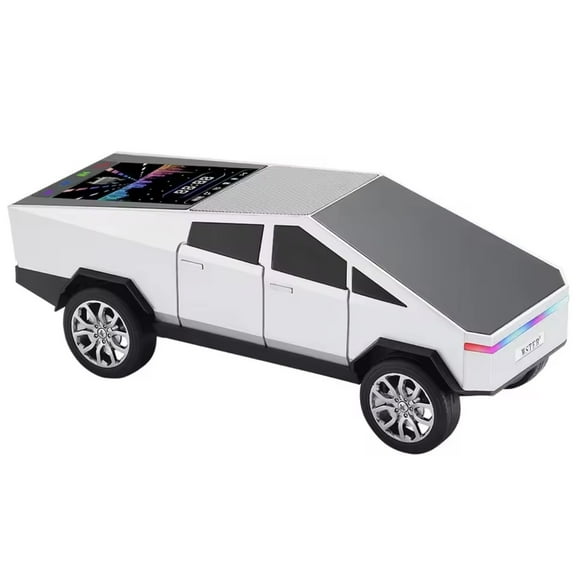 Cyber Truck Silver Wireless Portable Speaker with Display Connects with All Phones and Audio Devices, FM Radio and USB Support