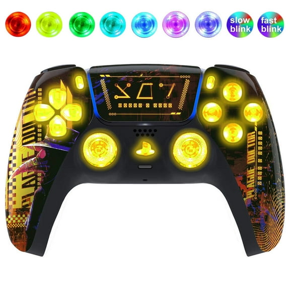 Cyber Yellow Silent Modz LED Light Up Buttons Wireless Custom Controller for PS5
