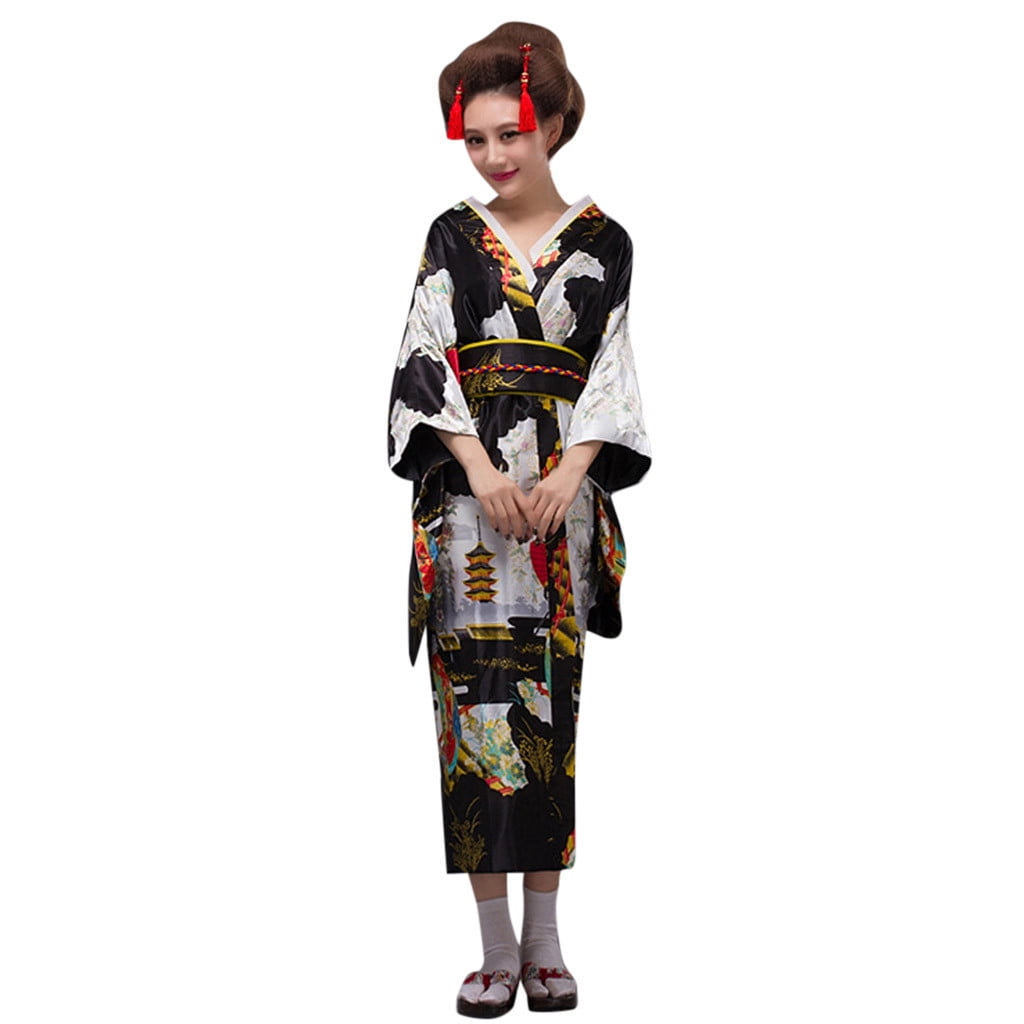 Cyber and Monday Deals 2023 ! Women's Print Kimono Robe Traditional