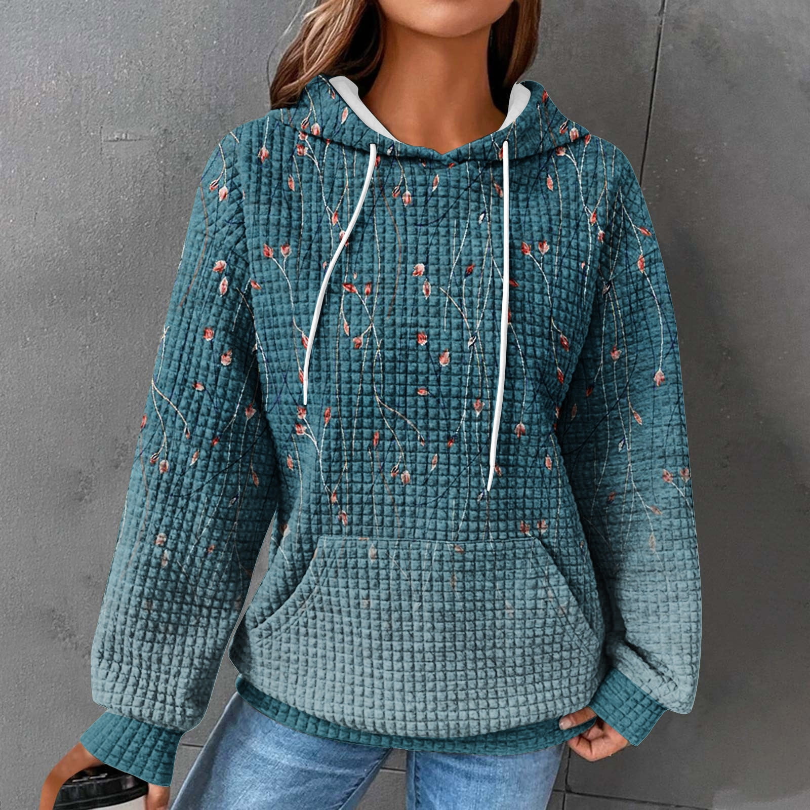 Cyber and Monday Deals 2024 Aloohaidyvio Women's Waffle Hoodie Long