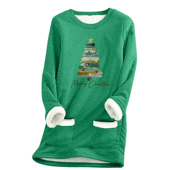 Cyber and Monday 2025 DianGeFu Womens Long Sleeve Blouses Plus Size for 2025 Christmas Fashionable(Green,L)