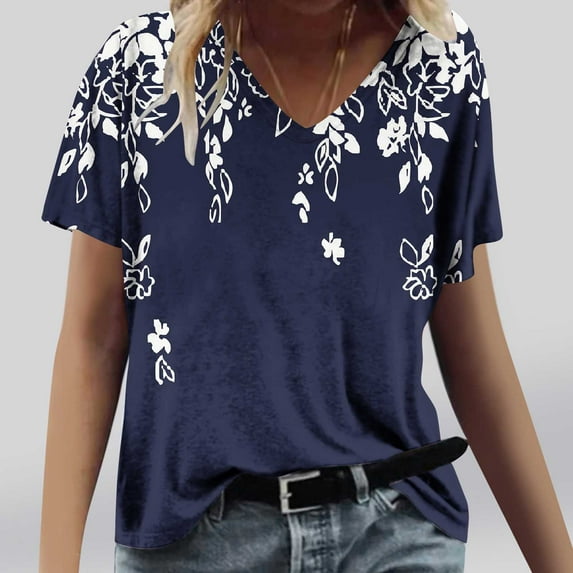 Tops Aloohaidyvio Womens T Shirts Short Sleeve V-Neck Shirts Cute Fit Summer Casual Tee Tops