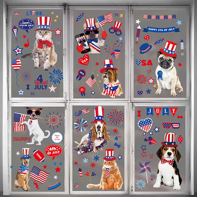 97Pcs Diy Independence Day Sticker Bunting Glass Window Sticker