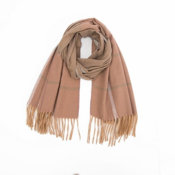 Buigttklop Scarf for Women 200*50Cm Winter Ladies Plush Stripe Plaid Splicing Scarf Warm Shawl Scarf