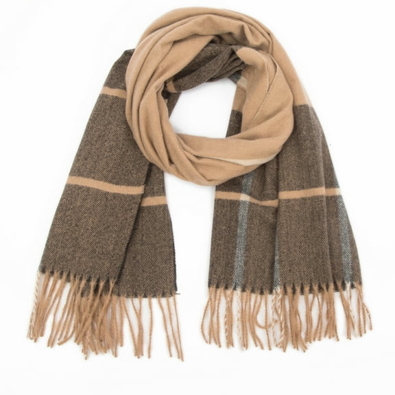 Buigttklop Scarf for Women 200*50Cm Winter Ladies Plush Stripe Plaid Splicing Scarf Warm Shawl Scarf