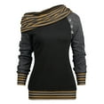 thumbnail image 1 of Cyber and Monday Deals Clearance Sale BUIgtTklOP Scarf for Women Clearance Women Skew Neck Long Sleeve Striped Patchwork Button Sweatshirt Top, 1 of 5