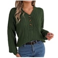 thumbnail image 1 of Buigttklop Sweaters for Women Women'S Casual V-Neck Button Hollowed Out Lantern Sleeve Top, 1 of 6