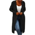 thumbnail image 1 of Buigttklop Women'S Knitwear Loose Mid-Length Irregular Lapel Sweater Cardigan Black, 1 of 6