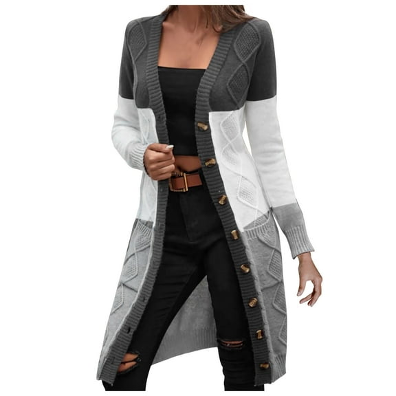 Buigttklop Women'S Sleeve Knit Cardigans Loose Slouchy Oversized Cardigan Sweaters Coat White