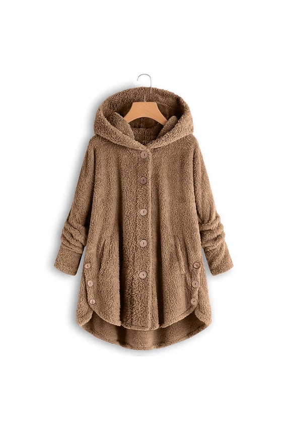 Cyber and Monday Sale House Coats for Women with Pockets Fayshow0 Fashion Women'S Button V-Neck Pullover Tops Long Sleeve Hooded Blouse Ciat