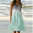 thumbnail image 1 of Cyber_monday Deals!pstuiky Sun Dresses for Women 2024, Womens Summer Sleeveless Crewneck Swing Sundress Fit & Gradient Print Sleeveless Party Beach Dress Leisure Dress on Sale Green, 1 of 7