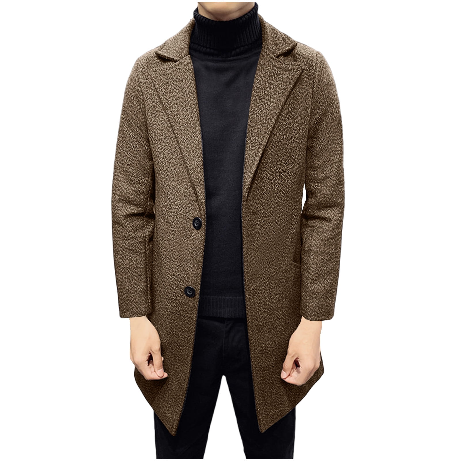 Cyber and Monday Deals Dihao Cardigan Suit for Men Men's Wool Blend Pea