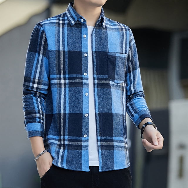 Cyber and Monday DealsDihao Shirts for Men Plus Size Mens Plaid