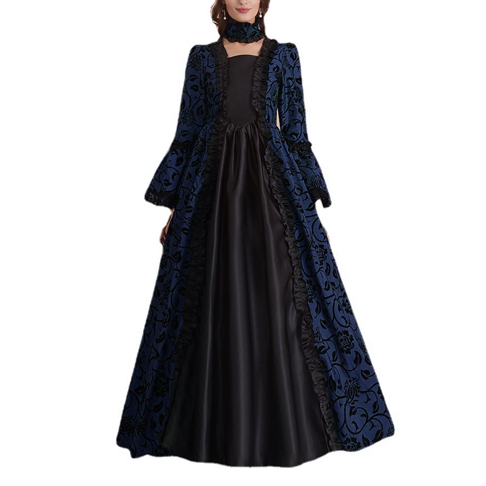 LYXSSBYX Maxi Dresses for Women Women Fashion Medieval Retro Style Lace  Arabic Long Halloween Neck Long Sleeve Neck Dress - Walmart.com