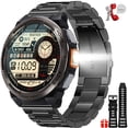 thumbnail image 1 of CyberDyer 3ATM Waterproof Military Smart Watches for Men with LED Flashlight 1.45’’ HD Rugged Tactical Smartwatch(Answer/Make Call) with Compass Altitude Barometer Fitness Tracker for iPhone Android, 1 of 10