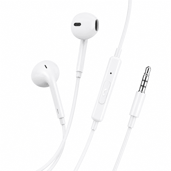 3.5mm Wired Earbuds / Earphones with Built-in Remote for Music / Phone Calls / Volume Control (White)