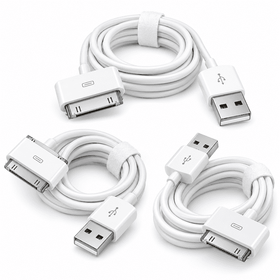 3ft USB 30 Pin Cable, Sync and Charge Cord for iPhone 4/4S, iPod, iPad 1/2/3 (3 Pack)