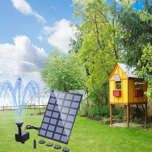CyberOrd 2.5W Solar Fountain PumpDIY Outdoor Water Fountain with 6 Nozzles & 4ft Pipe for Bird Baths, Ponds, Gardens, and Fish Tanks