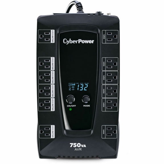 CyberPower Intelligent LCD AVRG750LCD 12 Outlet 750VA 450W Surge Protection and Battery Backup UPS System