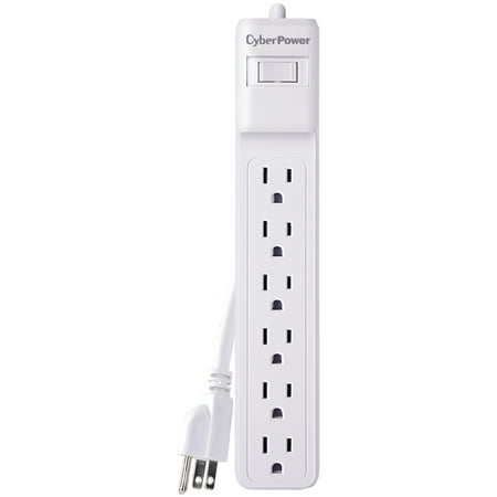 CyberPower - 6 Outlet 500 Joules Surge Protector Strip - White
