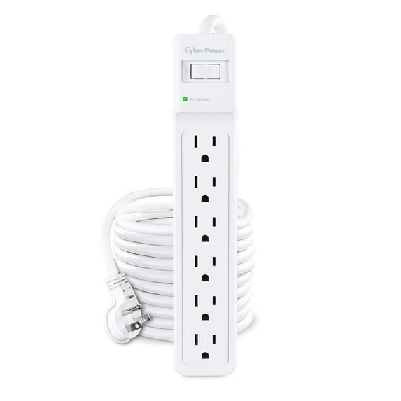 CyberPower B625 6-Outlet Surge Protector with 25' Cord, White