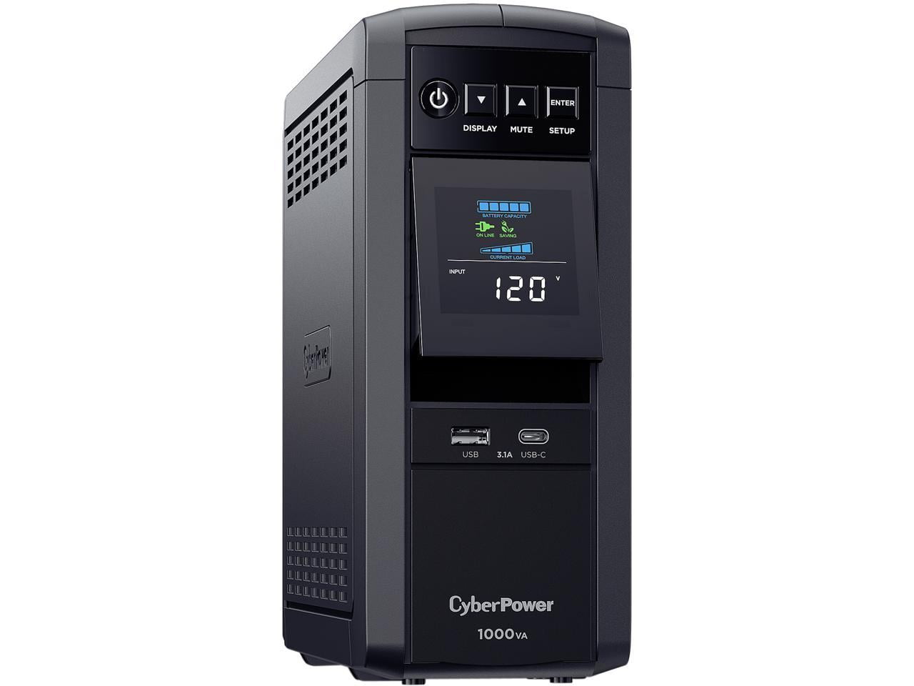 CyberPower CP1000PFCLCD PFC Sinewave UPS Systems - 1000VA/600W, 120 VAC, NEMA 5-15P, Mini-Tower, Sine Wave, 10 Outlets, LCD, PowerPanel®