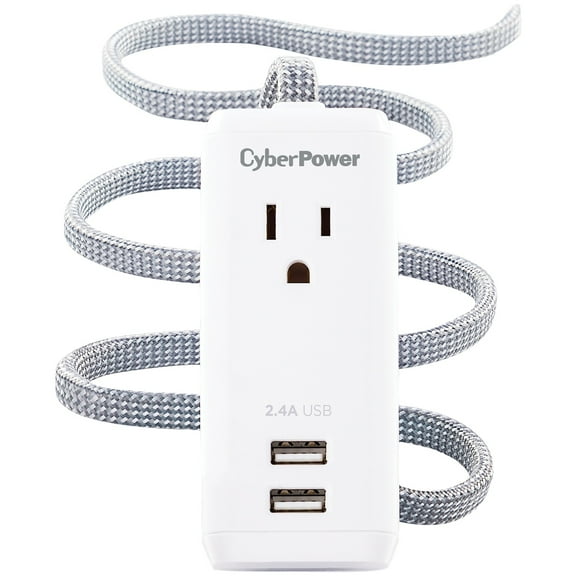CyberPower GC106U Reach and Charge USB and AC Power Cord, 6-Foot Braided Cable