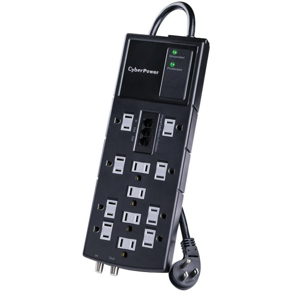 CyberPower HT1208TC Home Theater Surge-Protector 12-Outlet Power Strip, 8-Foot Cord