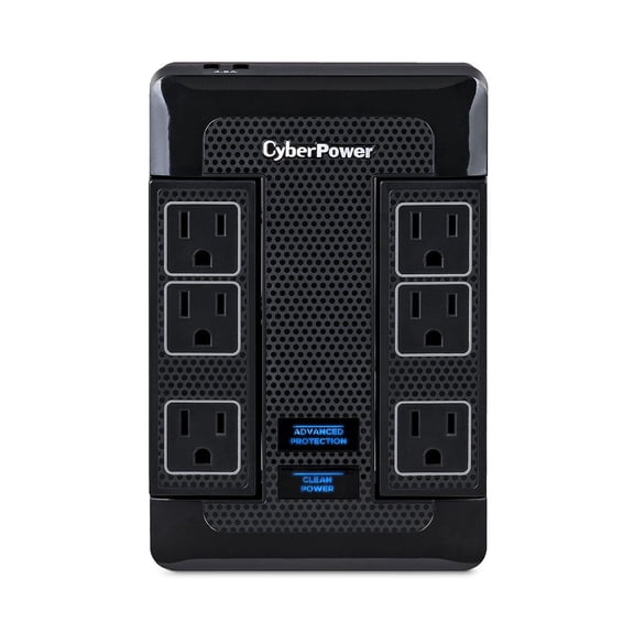 CyberPower HT600WSU2A 6-Outlet 500V Wall Mount Surge Protector, Black