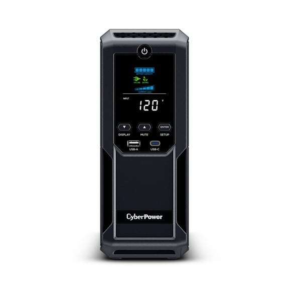 CyberPower BRG1500AVRLCD2 Intelligent LCD UPS Systems - 1500VA/900W, 57 - 120 VAC, NEMA 5-15P, Mini-Tower, 12 Outlets