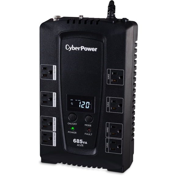 CyberPower CP685AVRLCD UPS Battery Backup with AVR and LCD Display, 685VA/390W