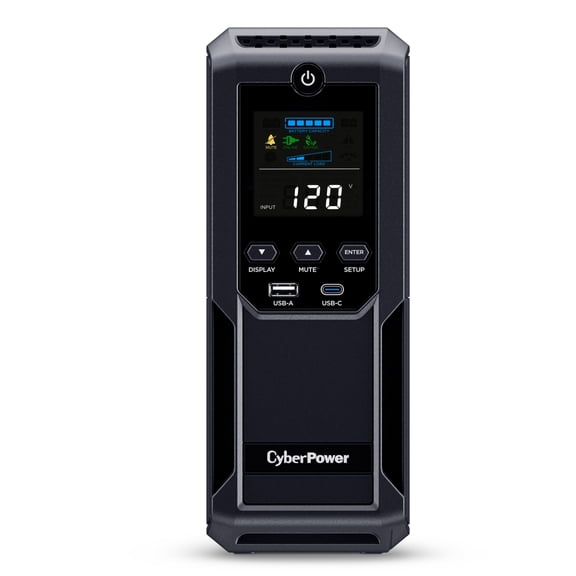 CyberPower CP1500AVRLCD3 1500VA/900W UPS with LCD Display and AVR, 12 Outlets, 6ft Cord, Black
