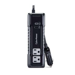 CyberPower M175XUC - 175W Black Power Inverter with 2 AC Outlets, 1 USB-C & 1 USB-A Port, 2.5 ft Cord