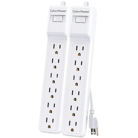 CyberPower MP1073SS 2-Pack of Essential Surge-Protector 6-Outlet Power Strips, 2-Foot Cord