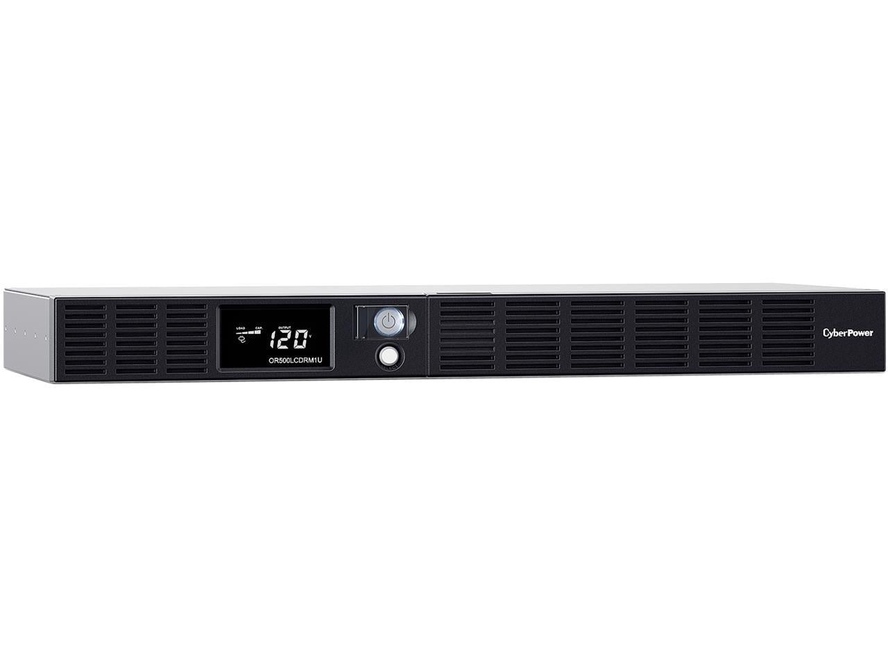 CyberPower OR500LCDRM1U Smart App LCD UPS Systems - 500VA/300W, 120 VAC, NEMA 5-15P, 1U, Rackmount, 6 Outlets, LCD, PowerPanel,  4 x 5-15R Battery/Surge Protected 2 x 5-15R Surge Protected Outlets