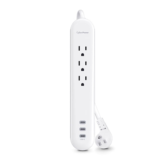 CyberPower P304UC3 3-Outlet Home/Office Surge Protector with 3x USB-C Port, White