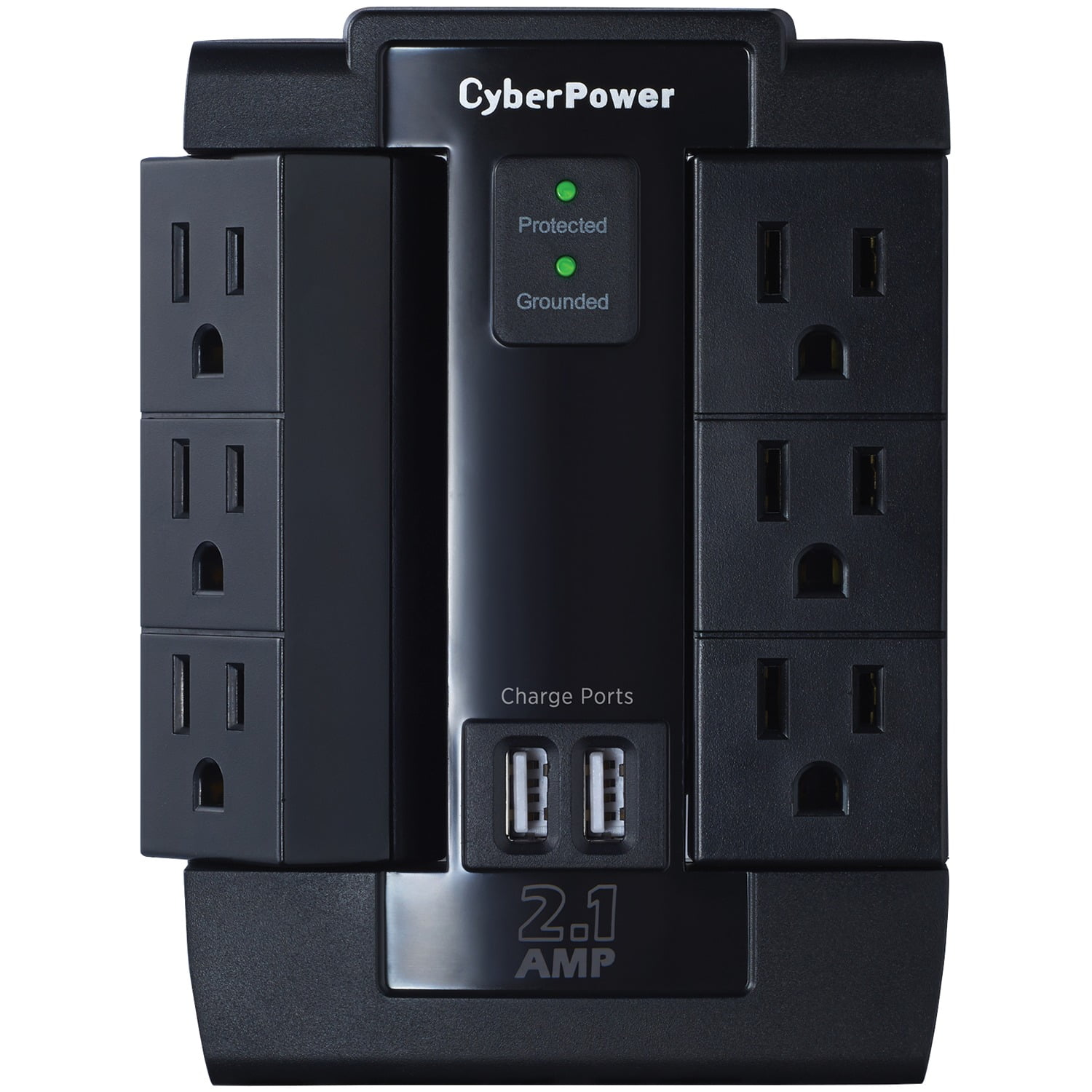 CyberPower P600WSURC1 Home Office Surge-Protector Swivel Wall Tap with 2 USB Ports