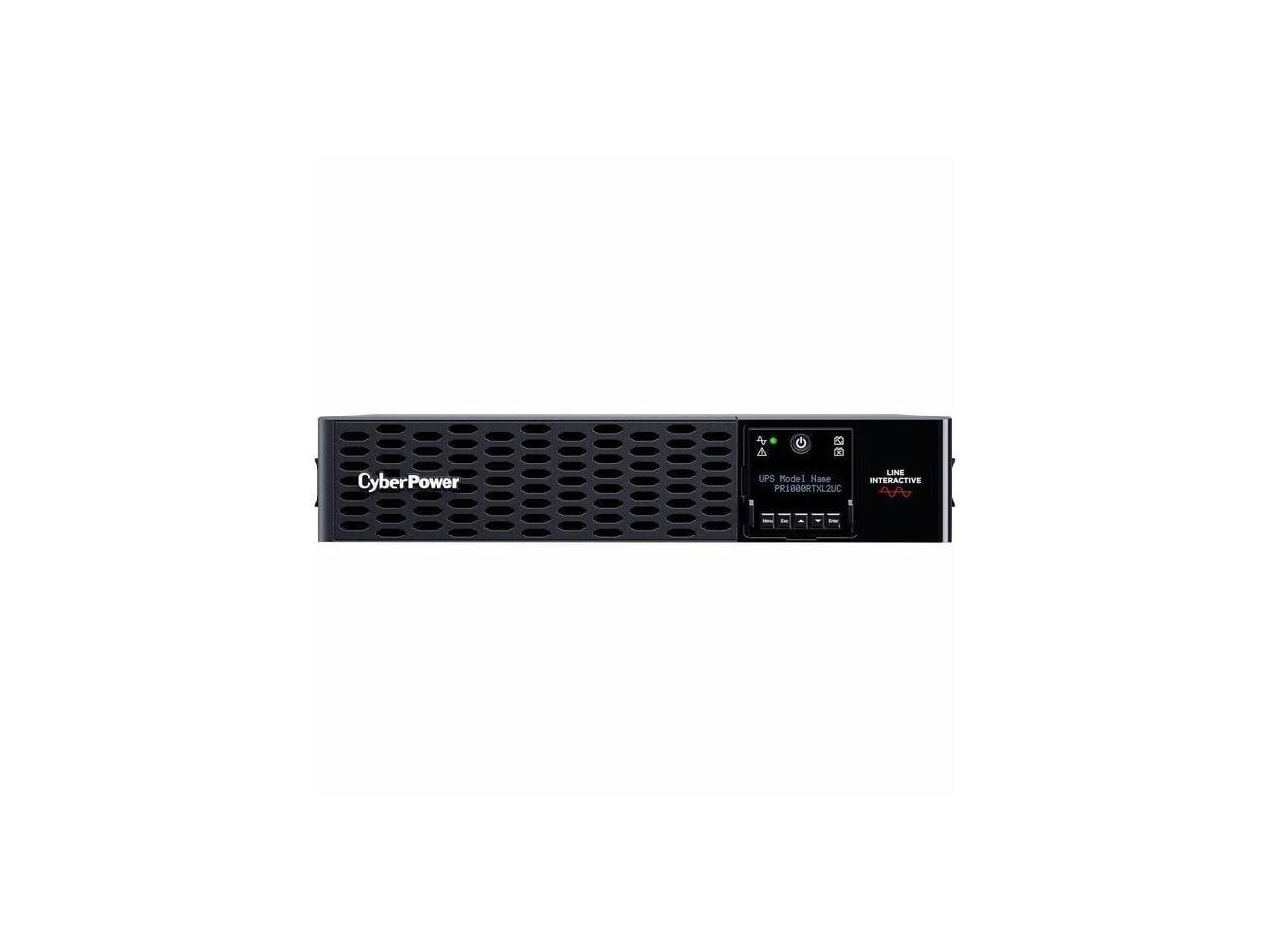 CyberPower PR1000RTXL2UC Smart App Sinewave UPS Systems - 1000VA/1000W, 120 VAC, NEMA 5-15P, 2U, Rack / Tower, Sine Wave, 8 Outlets, LCD, PowerPanel® Business
